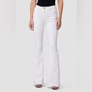 Hudson Holly High Rise Flare Jeans White Stretch Denim Size 27 Womens